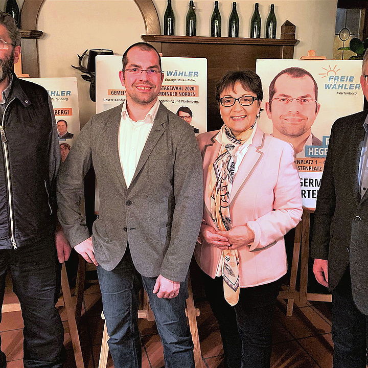 Die neue Vorstandschaft: Franz Ganslmaier, BGM Kandidat Robert Hegenauer, Heike Kronseder, BGM Manfred Ranft